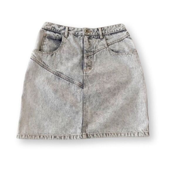 Vintage Dresses & Skirts - Vintage 80’s UNIONBAY Retro Chic Trendy Acid Stone Wash Seamed Denim Skirt
